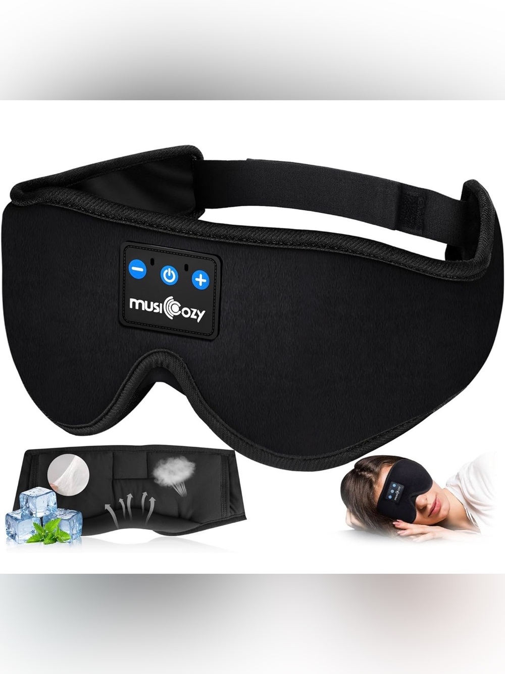 MUSICOZY Bluetooth 5.4 Sleep Headphones Sleeping Eye Mask Earbuds Headband NEW